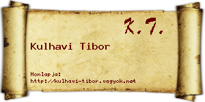 Kulhavi Tibor névjegykártya